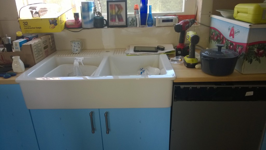 Test fitting kitchen sink